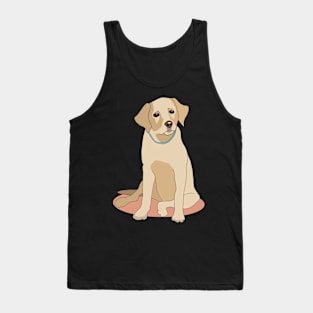 Yellow Labrador with Blue Collar on Salmon Mat Tank Top